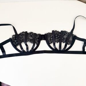 Nasty Gal Collection Black Cage Bra with Lace